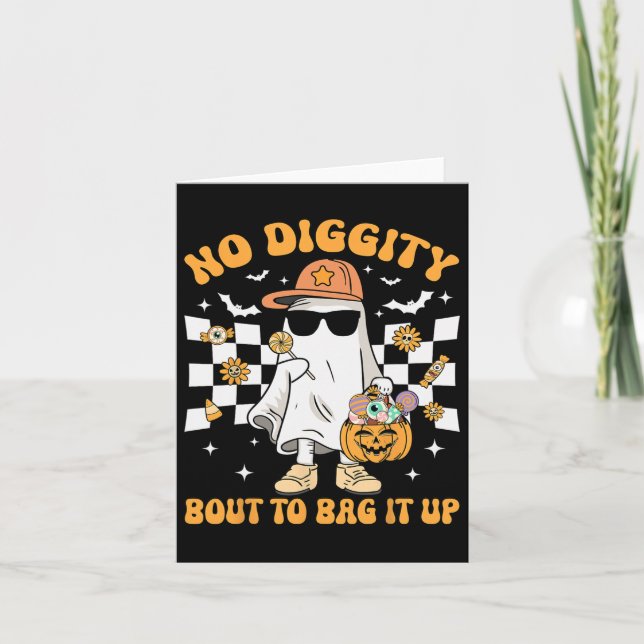 Halloween Ghost No Diggity Bout To Bag It Up Toddl Card (Front)