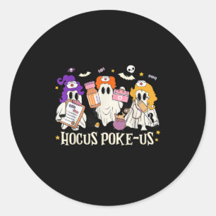 Halloween Ghost Nurse Hocus Ke Us Costume Scrub To Classic Round Sticker