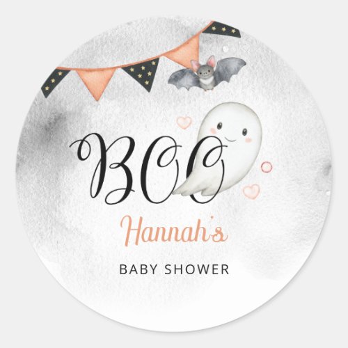 Halloween Ghost October Baby Shower Favor Classic Round Sticker