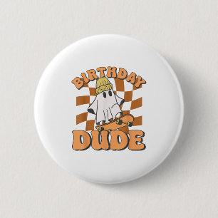 Halloween Ghost October Birthday For Boys Birthday Button
