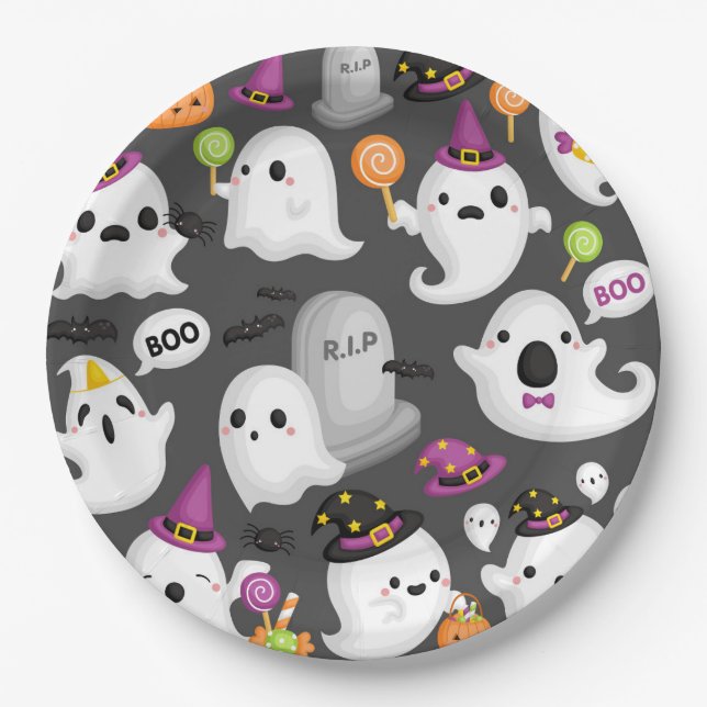 Halloween Ghost Paper Plates (Front)