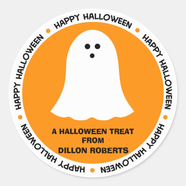 Halloween Ghost Party Favor Classic Round Sticker (Front)