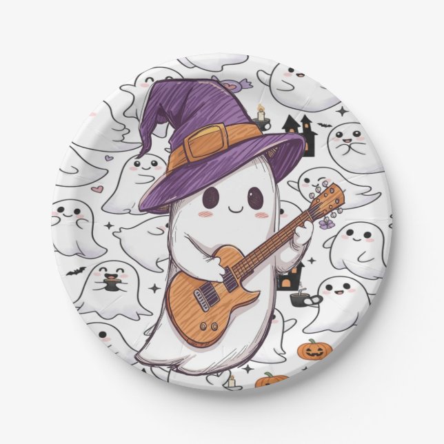 Halloween Ghost Party Fun Spooky Paper Plates (Front)