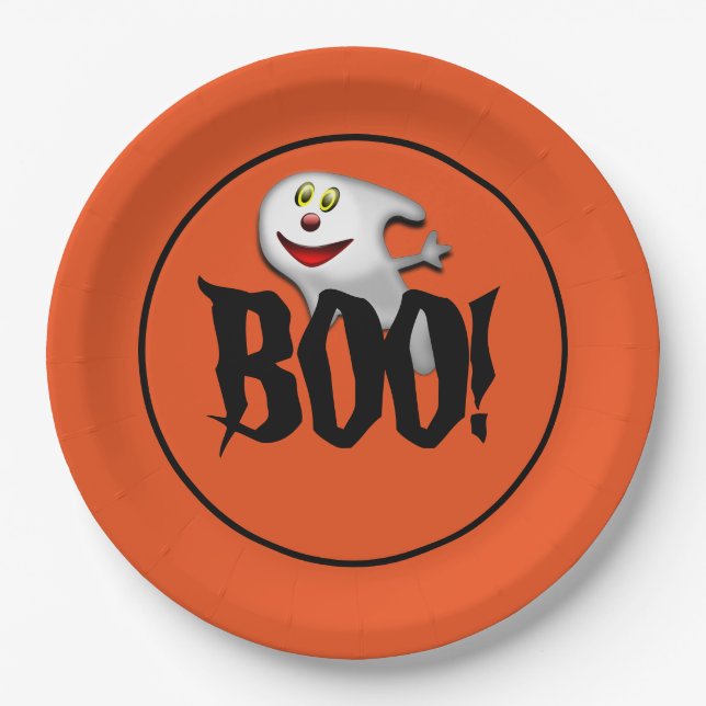 Halloween Ghost Party Paper Plates (Front)