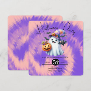 Halloween Ghost Party Tie Dye Hand Drawn  Invitation