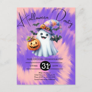 Halloween Ghost Party Tie Dye Hand Drawn Invitation Postcard