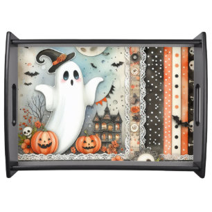 Halloween Ghost Patchwork Serving Tray
