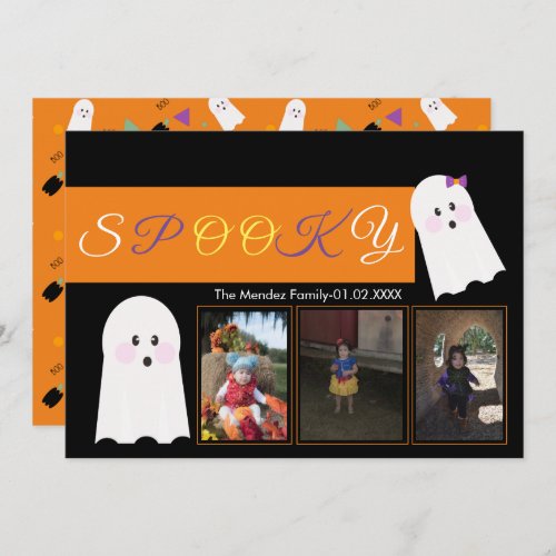 Halloween Ghost Pattern Collage Photo Card