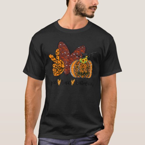 Halloween Ghost Peace Love Halloween  Scary Pumpki T_Shirt