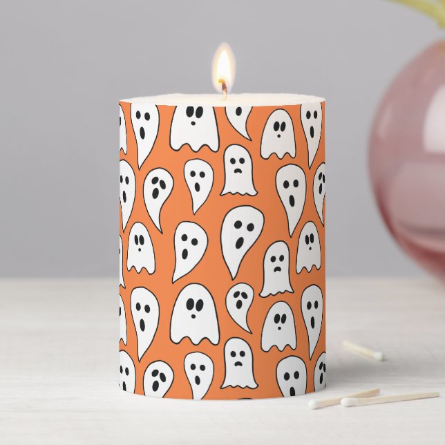 Halloween Ghost Pillar Candle (In Situ)