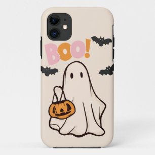halloween ghost pink and orange design iPhone 11 case