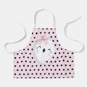 Halloween Ghost Pink Polka dot Apron