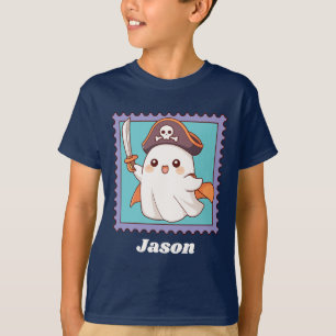 Halloween Ghost Pirate Costume Personalized Text T-Shirt