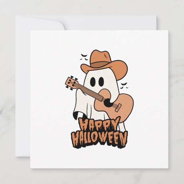 Halloween ghost playing guitar  invitation (Front)