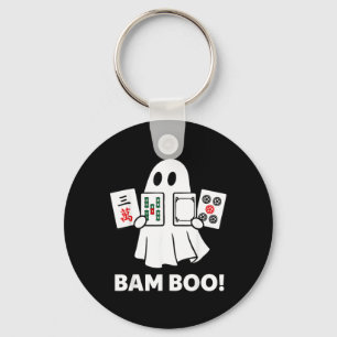 Halloween Ghost Playing Mahjong Spooky Bam Boo Keychain