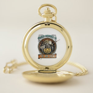 Halloween Ghost Proud Member Boo Crew Vintage Funn Pocket Watch
