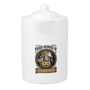 Halloween Ghost Proud Member Boo Crew Vintage Funn Teapot