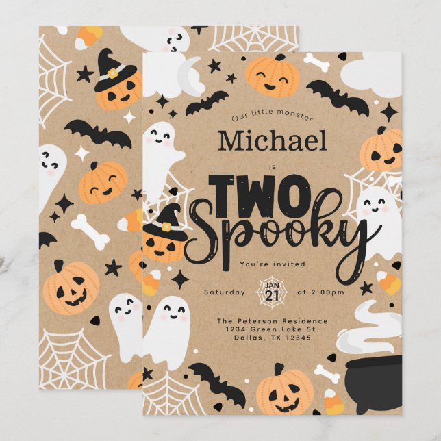 Halloween Ghost Pumpkin 2nd Birthday Party Invitation (Front/Back)