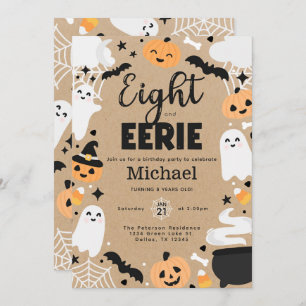 Halloween Ghost Pumpkin 8th Birthday Party Invitation