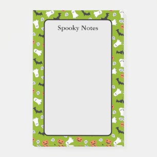 Halloween Ghost Pumpkin Bat Green Lime Sticky Post-it Notes