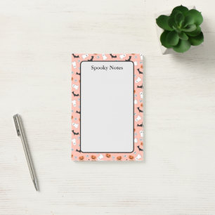 Halloween Ghost Pumpkin Bat Peach Pink Sticky Post-it Notes