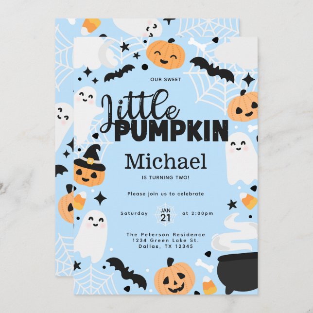Halloween Ghost Pumpkin Birthday Party Invitation (Front/Back)