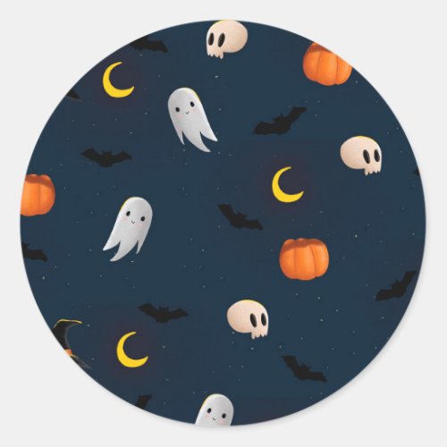 Halloween Ghost Pumpkin Classic Round Sticker