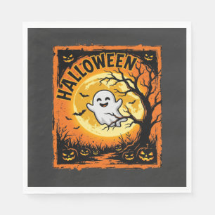 Halloween Ghost Pumpkin Haunted Tree Napkins
