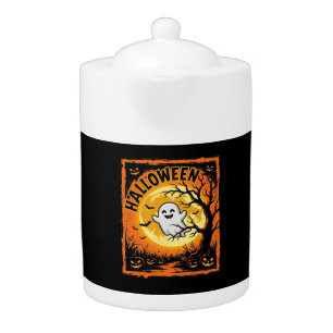 Halloween Ghost Pumpkin Haunted Tree Teapot