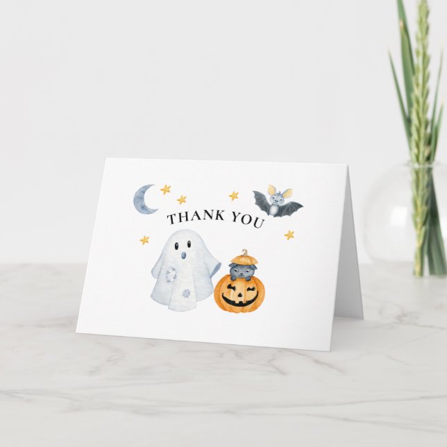 Halloween Ghost Pumpkin Little Boo Baby Shower Card (Front)