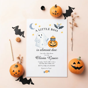 Halloween Ghost Pumpkin Little Boo Baby Shower Inv Invitation