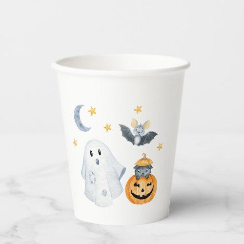 Halloween Ghost Pumpkin Little Boo Baby Shower Paper Cups