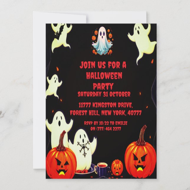 Halloween Ghost Pumpkin Party Invitation  (Front)
