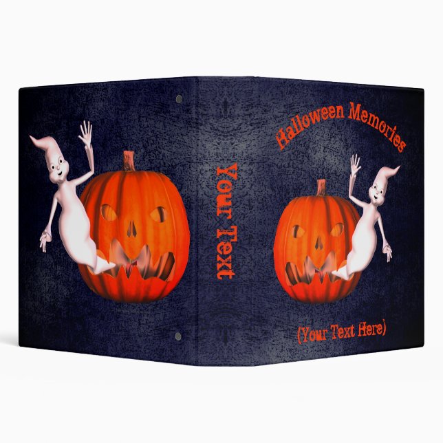 Halloween Ghost Pumpkin Personalized 3 Ring Binder (Background)