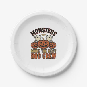 Halloween Ghost Pumpkin Vintage Engraving Funny Te Paper Plates
