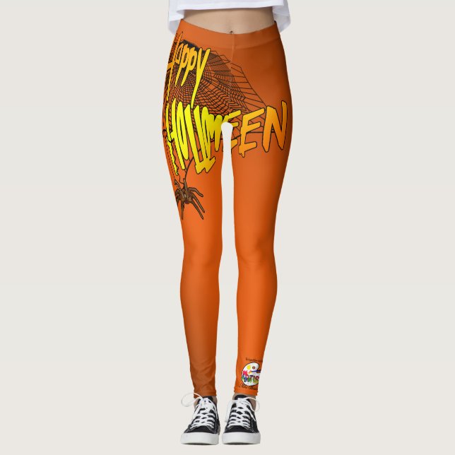 Halloween Ghost Pumpkin Witch Leggings (Front)