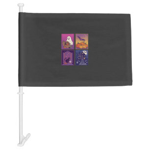 Halloween Ghost Pumpkins Black Cat Haunted House B Car Flag