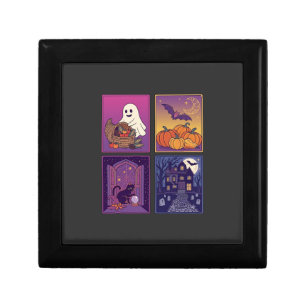 Halloween Ghost Pumpkins Black Cat Haunted House B Gift Box