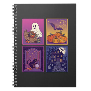 Halloween Ghost Pumpkins Black Cat Haunted House B Notebook