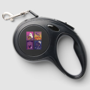 Halloween Ghost Pumpkins Black Cat Haunted House B Retractable Pet Leash