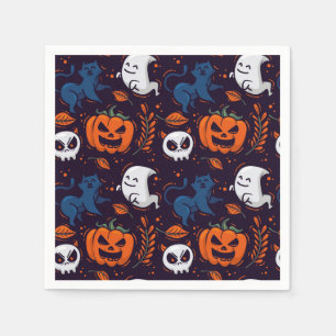 Halloween Ghost Pumpkins, Skulls and Cats Napkins