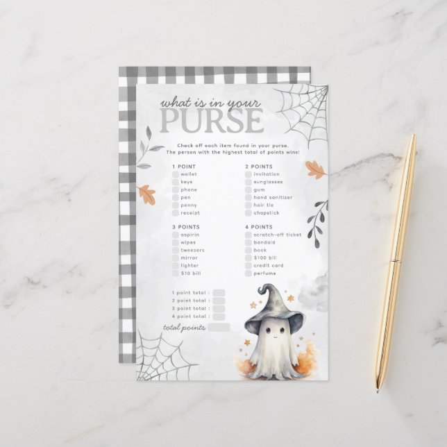 Halloween Ghost Purse Baby Shower Game (Front/Back In Situ)