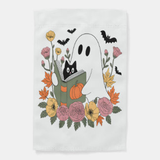 Halloween Ghost Reading Book Cat Garden Flag