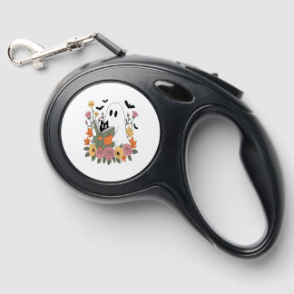 Halloween Ghost Reading Book Cat Retractable Pet Leash