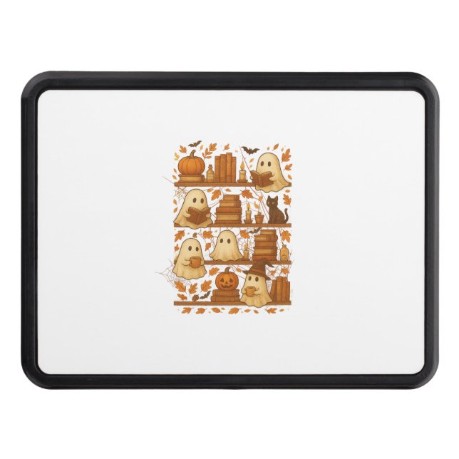 Halloween Ghost Reading Books Lover Hitch Cover (Front)