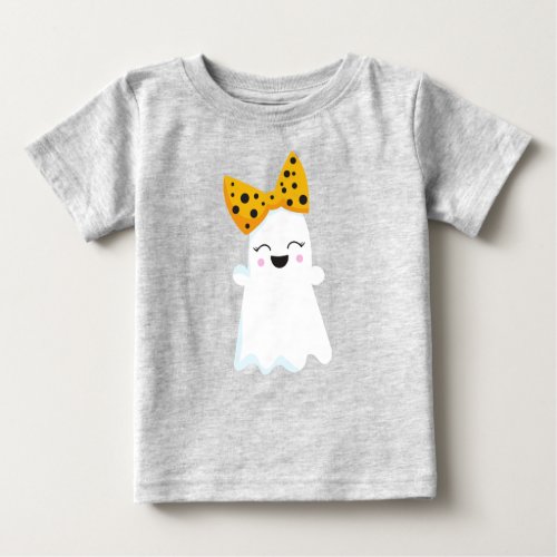 Halloween Ghost Ribbon Bow Boo Trick Or Treat Baby T_Shirt
