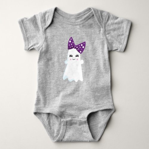 Halloween Ghost Ribbon Bow Trick Or Treat Boo Baby Bodysuit