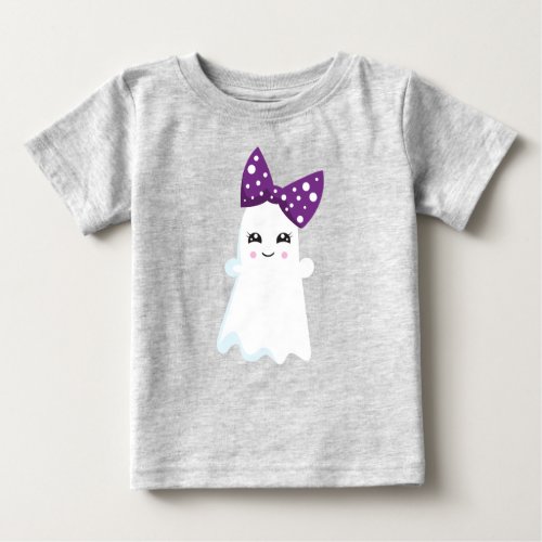 Halloween Ghost Ribbon Bow Trick Or Treat Boo Baby T_Shirt
