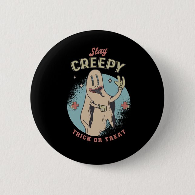 Halloween Ghost Saying Design Button (Front)