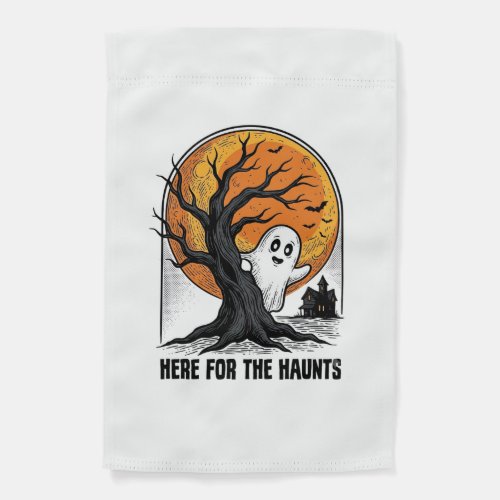 Halloween Ghost Shirt Vintage Haunted Moon Design_ Garden Flag